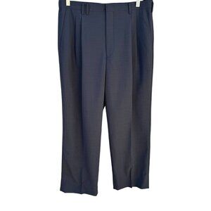 Bernard London Vintage Mens Gray Pleated Dress Pants Flat Front Classic Fit 33